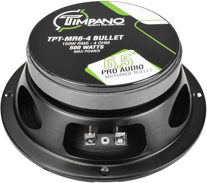Timpano 1000 Watts Midrange Speakers for Car Audio Systems TPT-MR6-4 Bullet 4 Ohm Shallow PRO Audio Mid Range Loudspeaker (Bundle 2 Speakers)
