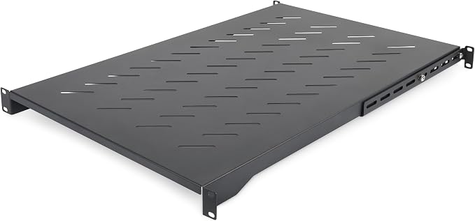 StarTech.com 1U 4-Post Server Rack Shelf, Vented, Adjustable Mounting Depth (28-34.4in/71.1-87.3cm), 150lb (68kg) Capacity, Black