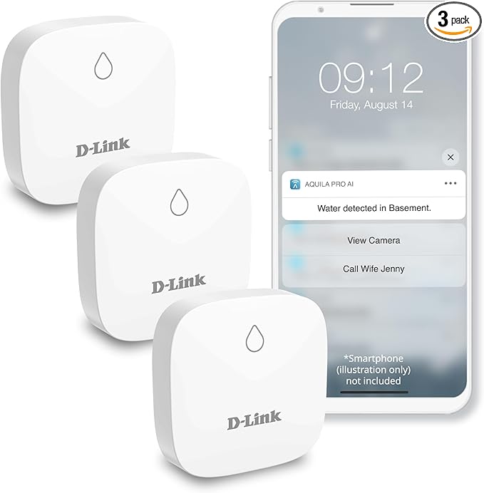 D-Link Add-on Remote Battery-Powered Water Leak Sensing Pod, Long-Range, Compatible Only with SW-A11KT 3-Pack (SW-A2/3)