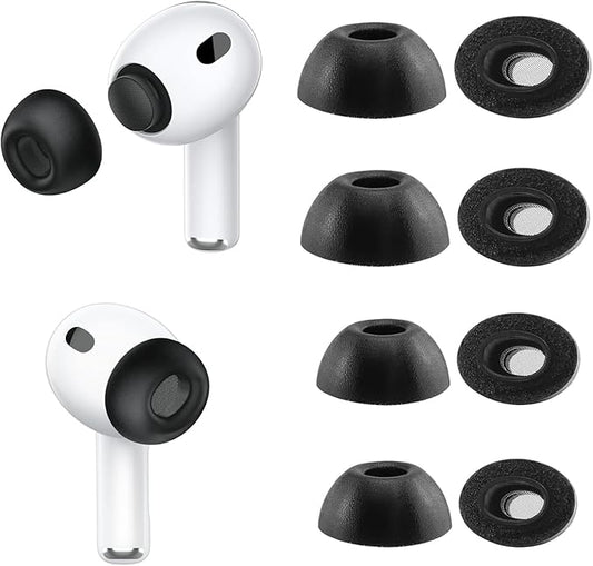 Foam Tips Compatible with AirPods Pro 3, Noise Cancellation, XS/S/M/L 4 Size Memory Foam Earbuds Covers Eartips Ear Cap 4 Pairs for AirPod Pro3 (2025 3rd Gen), Black p3fb4p4