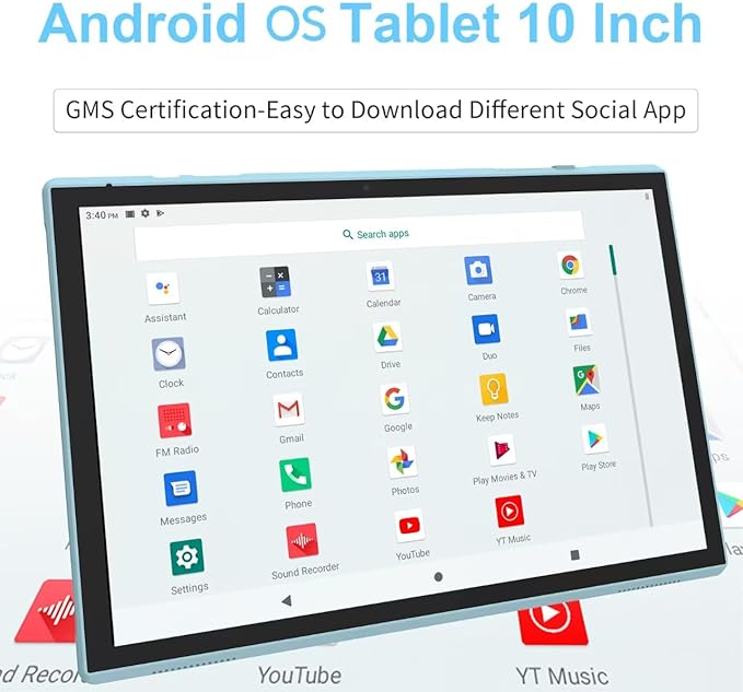 10 Inch Tablet With Tablet protective Case and Stylus, Android 15 Tablets, 8GB RAM 32GB ROM/1TB Expansion, 8H 6000mah Battery Wifi Bluetooth 10.1" IPS HD Touchscreen 2MP+8MP Dual Camera Tablets Blue.