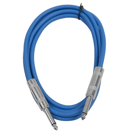 Seismic Audio SASTSX-6Blue-6PK 6-Feet TS 1/4-Inch Guitar, Instrument, or Patch Cable, Blue