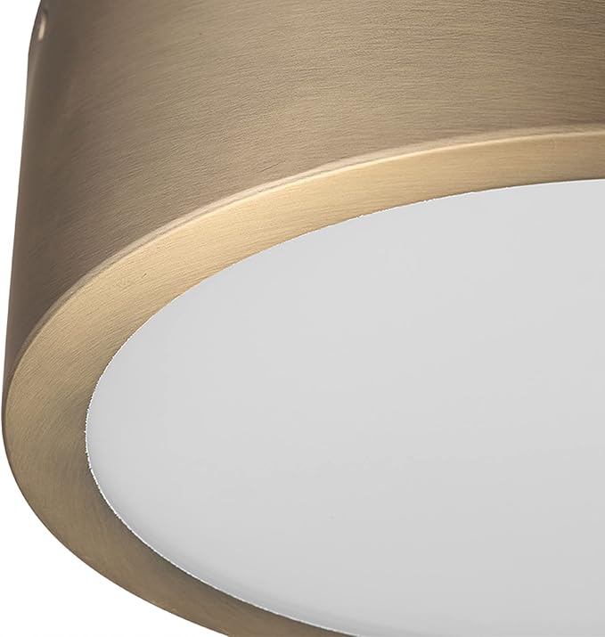 GLOBE Electric 60979 Edinburg LED Integrated Flush Mount Ceiling Light, Matte Brass, Frosted Glass Shade, 18W, 3000 Kelvin, 1100 Lumens, Dimmable