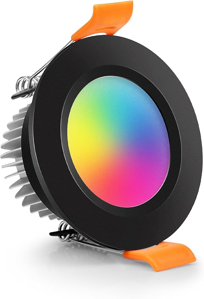 LightingWill 2 Inch LED Recessed Lighting, Smart WiFi LED Downlight, 5W Ceiling Light Compatible with Alexa/Google Assistant, Dimmable RGB & 2700K-6500K, 120V with Driver, Black Trim (1 Pack)