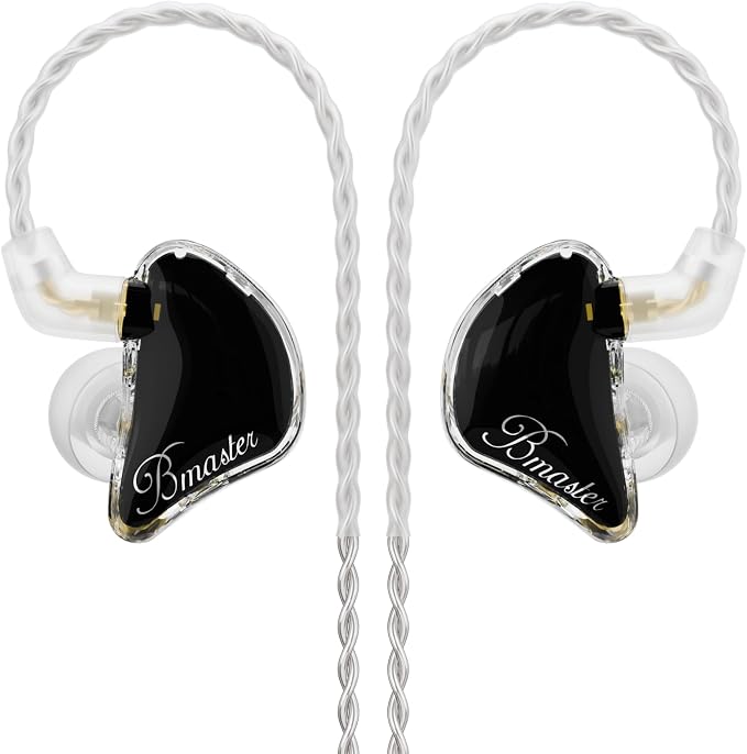 BASN in Ear Monitor Headphones, Triple Driver IEM Earphones with Powerful Bass, Noise Isolation HiFi Stereo Wired Earbuds for Musicians Singers Drummers (Black)