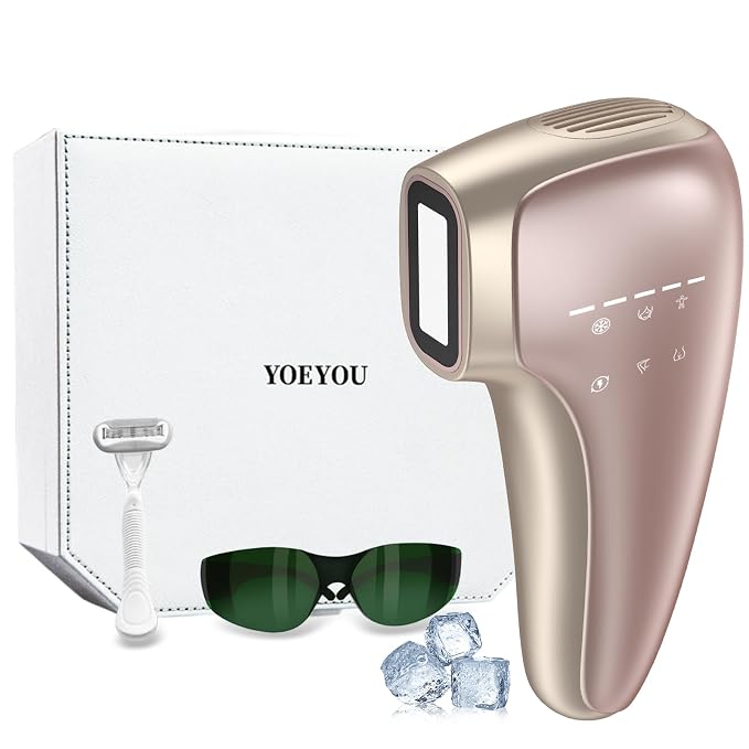 Sapphire Ice Cooling IPL Hair Removal Device, Painless At-Home Permanent Hair Remover for Women Men, 5 Levels 2 Modes for Full Body Use