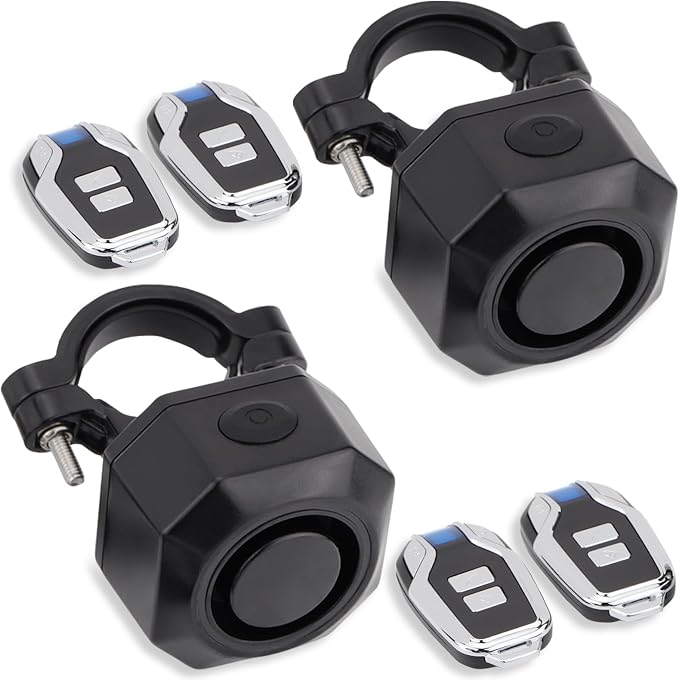 Two Packs Bike Horn Electric Vehicle Alarm Wireless Vibration Alarm System with Motion Sensor Waterproof Rechargeable Antitheft Alarm for Ebikes Bike Scooter