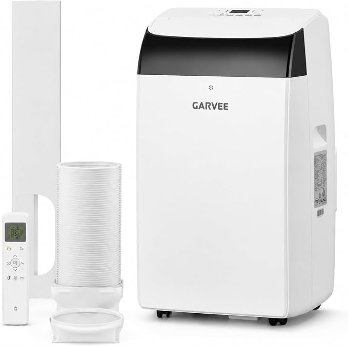 Garvee 14000 BTU Portable Air Conditioners, 4-in-1 Portable AC with Cooling, Dehumidifier, Fan, Follow Me, 24-Hour Timer, Remote, Window Kit for Large Room, Bedroom, Home Office Use, 750 Sq. Ft, 115V