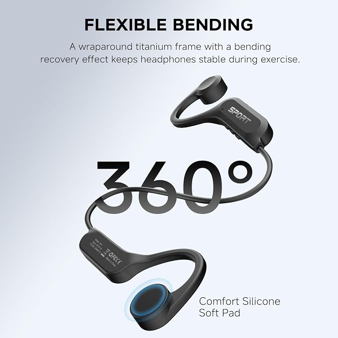 Yorlu Bone Conduction Headphones, 2026 Upgrade Open Ear Bluetooth 5.4 Headphones with Mic, 10Hrs Playtime Bone Conduction Earbuds, IP56 Waterproof Earphones for Workout, Hiking