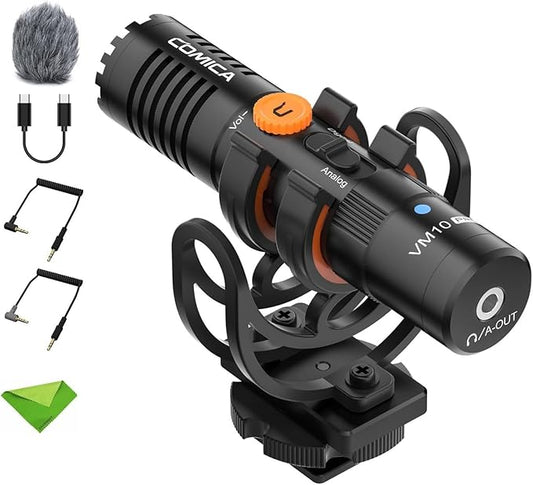 COMICA VM10 PRO Shotgun Microphone,USB C Mic for Camera, Smartphone, Tablet, PC.Ideal for Vlogging, Live Streaming,Recoding.Dual-Mode Video USB Shotgun Microphone with Gain Control
