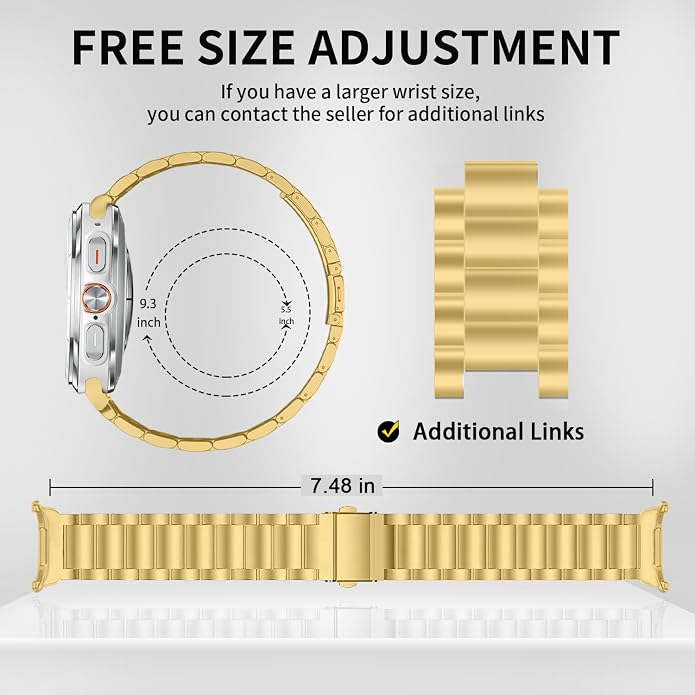 GOLDTOLUCK No Gap Stainless Steel Band Compatible with Samsung Galaxy Watch 8 7 6 5 4 Classic FE Pro Ultra 40mm 44mm 46mm 43mm 47mm 45mm 42mm Replacement Men Women Milanese Metal Elegant Casual