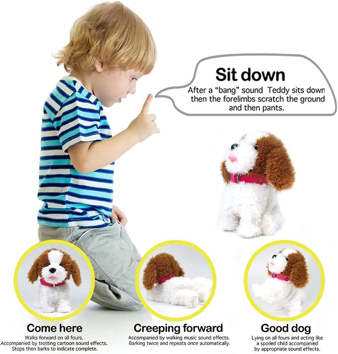 WEofferwhatYOUwant Interactive Voice Command Robot Dog – Plush Goldendoodle Teddy Toy – Responds to 12 Commands – Walks, Barks, Dances, Sings – Smart Talking Robotic Pet for Kids, Toddlers, Seniors