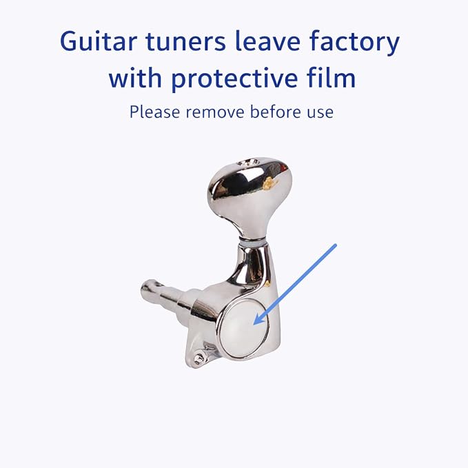 Guitar Tuners, 3L3R Sealed Tuning Pegs, 18:1 Guitar Machine Heads, 6-Pack with Screws Nuts and Washers, Silver-Plated Finish