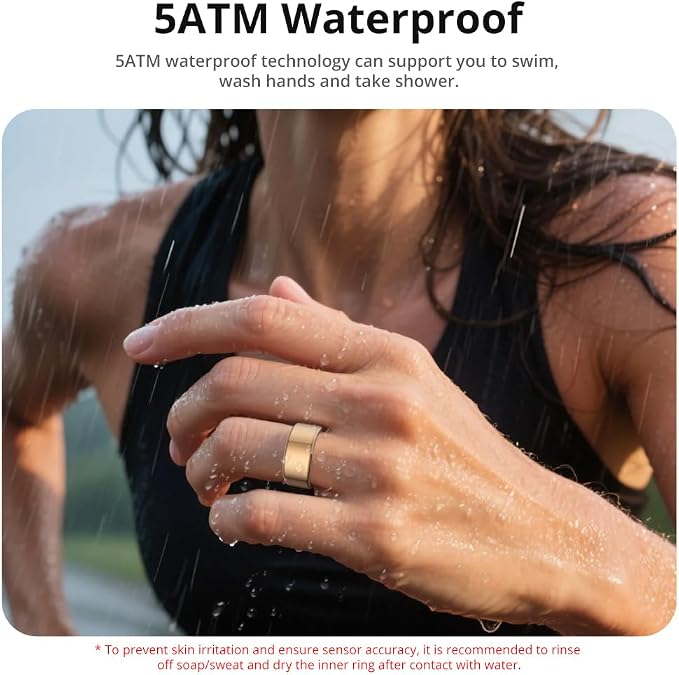 COLMI R02 Smart Ring, Smart Ring for Women and Men, No Subscription Fee, with a Charging Case, Supports Heart Rate, Blood Oxygen, Sleep Health Monitoring. (Rose Gold, 10#)