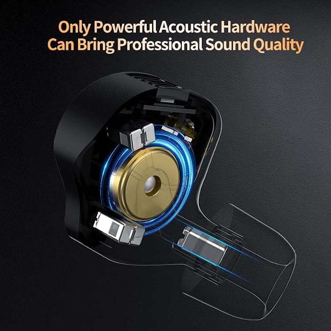KZ ZS12 PRO X in Ear Monitor IEM Headphones,1DD+5BA Hybrid Wired Gaming Earbuds,KZ in Ear Monitor Gaming Earbuds Earphones with 2PIN Cable for Audiophile (Dark Black, NO Microphone)