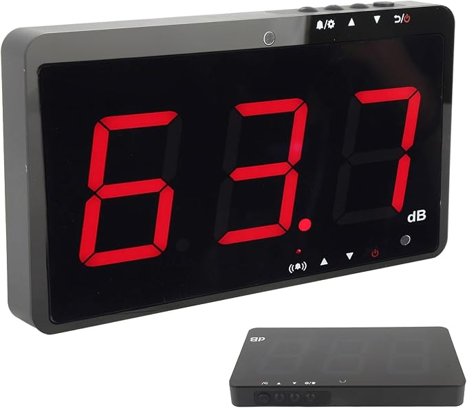 30-130dB Digital Sound Level Meter, Noise Decibel Meter with 9.6in LCD Screen, Wall Mounted USB Powered Noise Tester with Alarm Function, for Measuring Noise