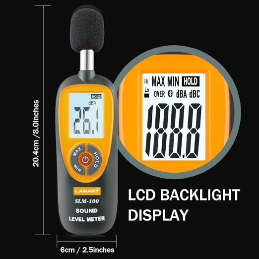 LABART™ Decibel Meter - Digital Sound Level Meter, Self-Calibration Decibel Reader, Noise Meter with LCD Display Measurement Range 40-130 dB spl Meter
