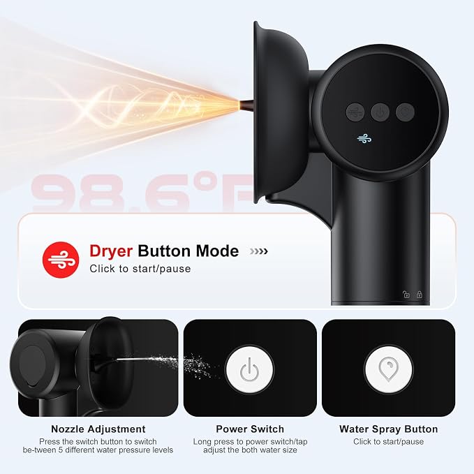 Upgraded Ear Wax Removal, Electric Ear Cleaner with Mild Drying, Safe & Gentle Automatic Ear Cleaner, Cleaning with Dual-Compartment Design, Electric Ear Wax Removal 5 Pressure Settings, IPX7, Black