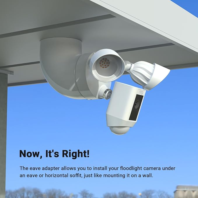 Holicfun Eave Mount for Ring Floodlight Cam Wired Plus/Pro, Ring Smart Lighting Floodlight Wired, Blink Wired Floodlight Camera, Wyze Floodlight Camera v2/Pro, and Roku Floodlight Camera - White