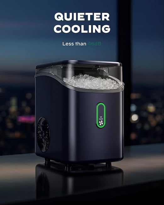 Silonn Nugget Ice Maker Countertop, Pebble Ice Maker with Crushed Ice, One-Click Operation Ice Machine with Self-Cleaning, 33lbs/24H for Home, Kitchen, Office, Blue
