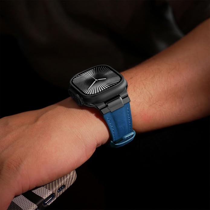 Vintage Genuine Leather Band for Apple Watch Ultra 49mm (2026 Upgrade), Rugged Replacement Strap Compatible with iWatch 46mm 45mm 44mm - for Men Women, Fit Ultra3/2/1, SE 3/2/1, Series11 10/9/8/7/6/5/4