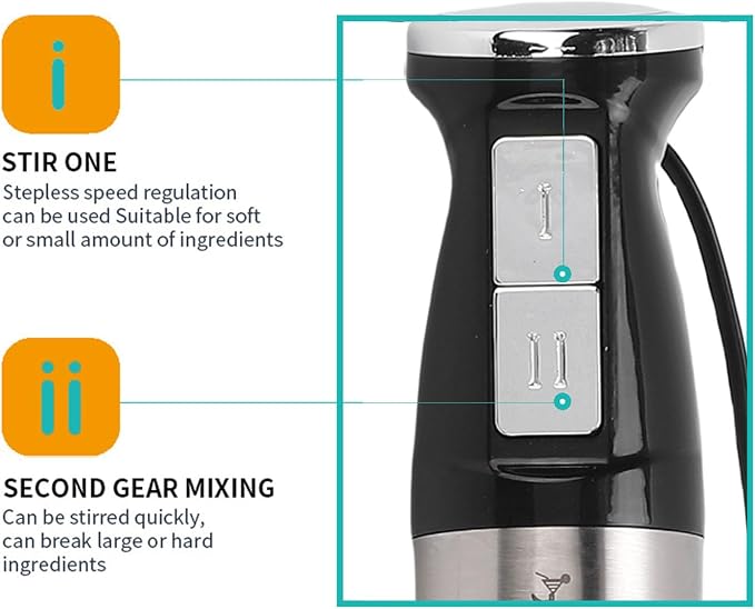 Immersion Hand Blender, 400W Stainless Steel Electric Handheld Stick Mixer with Adjustable Speed and Detachable Shaft for Smoothies Soups Shakes Puree