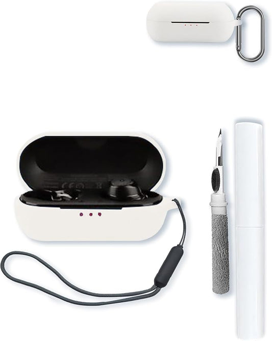 Case for Anker Soundcore Life A1 True Wireless Earbuds,Soft Protective,BOVUGAC Silicone Case Cover with Keychain & Cleaning Kit & Lanyard for Soundcore by Anker Life A1-White