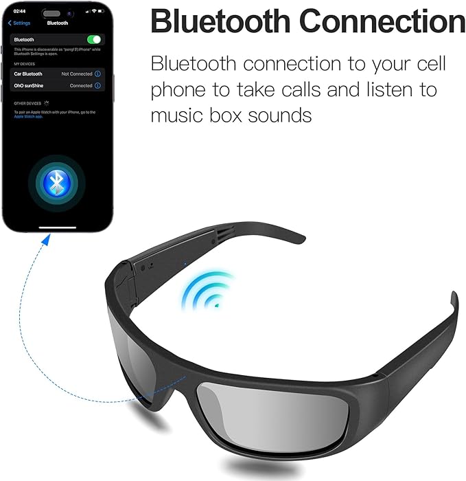 OhO sunshine Bluetooth Audio Sunglasses, Lightweight Open Ear Sport Glasses, 10H Playtime,Water Resistant with Voice Control