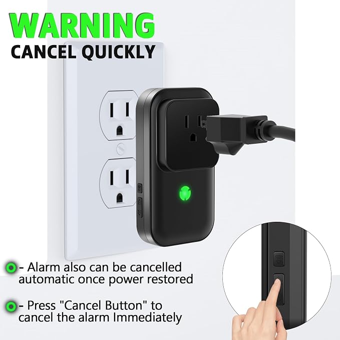 Power Failure Alarm WiFi, Freezer Power Outage Alarm, Free App Notification | Loud 110dB Alarm, 3 Sirens, Smart Home Power Monitoring for GFCI Trips, Refrigerator, Sump Pumps, Aquarium