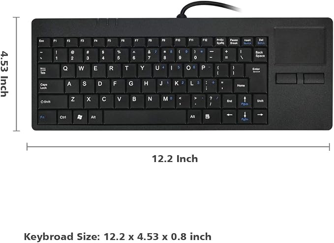 MCSaite Wired Silm Keyboard with Touchpad - Portable Scissors Foot Structure - USB Port with 1 Hubs Fit with Professional or Industrial Use