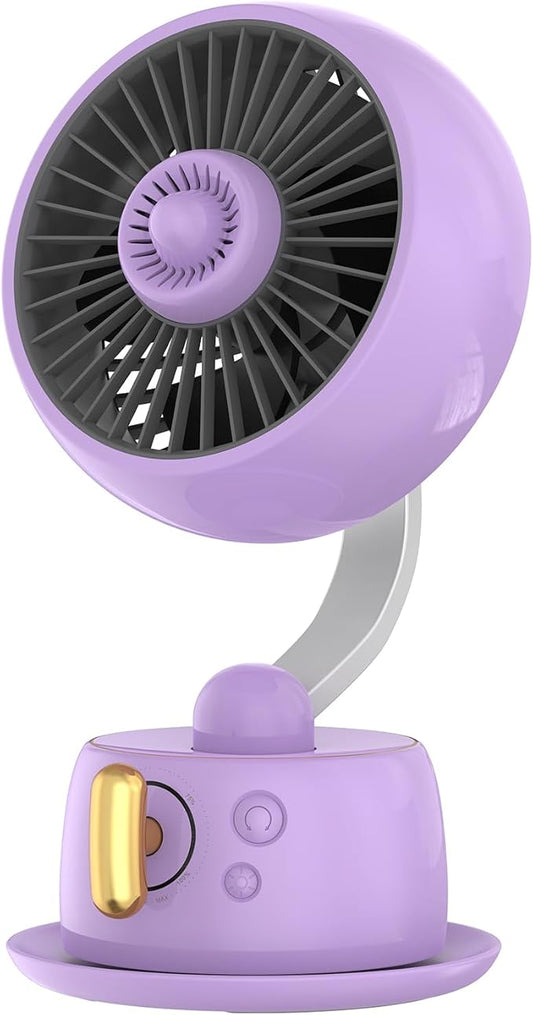 Aromatherapy Desk Fan with Magnetic Scent Pads, Cordless Table Fan 10Hr Battery, 27dB Quiet Air Circulator with Night Light, 120° Auto Swing USB-C Rechargeable Fan for Office Bedroom