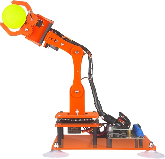 Adeept 5DOF Robotic Arm Kit Compatible with Arduino IDE, Programmable DIY Coding STEM Educational 5 Axis Build Robot Arm, Robot Starter Kit with OLED Display Processing Code and Tutorials - Orange