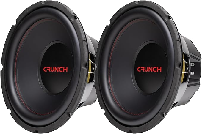 Crunch CRW12D4 12 Inch 800 Watt RMS 4 Ohm Dual Voice Coil Car Audio Subwoofer Speakers with Spade Terminals for Sealed or Vented Enclosure (2 Pack)