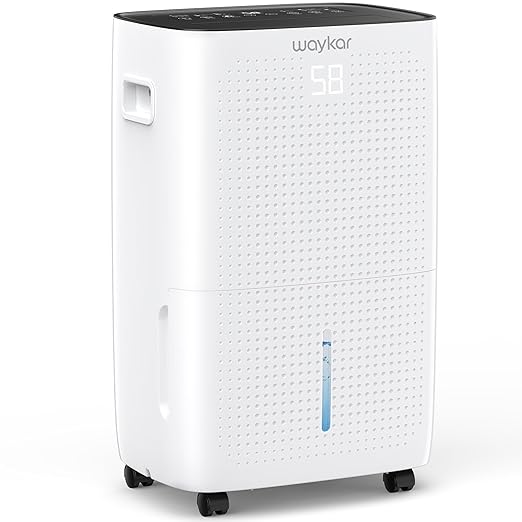 Waykar 150 Pint 7,000 Sq.Ft Dehumidifier for Basement & Home, Large Room, Smart Compressor Dehumidifier with Drain Hose & Tank for Commercial, 30%-80% Humidity Control, 90° Auto Swing, Auto Defrost