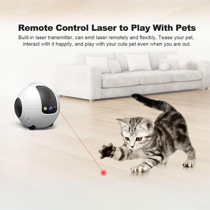 Movable Pet Camera 1080P HD Pet Camera Two Way Audio 10000mAh Battery Pet Monitoring Camera Remote APP Control Camera with Night Vision Interactive Cat Camera Companion Robot
