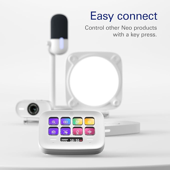 Elgato Stream Deck Neo – 8 Customizable Keys, 2 Touch Points, Speed Through Tasks & Workflows - Control Word, Excel, PowerPoint, Teams, Zoom, Spotify and more, Drag-’n-Drop Setup - Works with Mac & PC