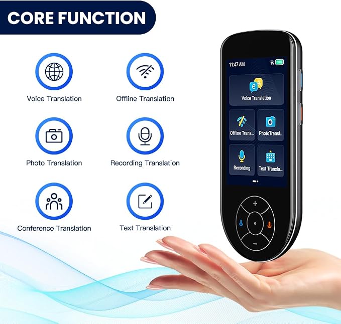 Language Translator Device,No WiFi Needed, Two-Way Instant Language Translator Support 137 Languages Portable Real Time,Voice Translation Online/Offline/AI/Text/Photo Translation (Silver Black)