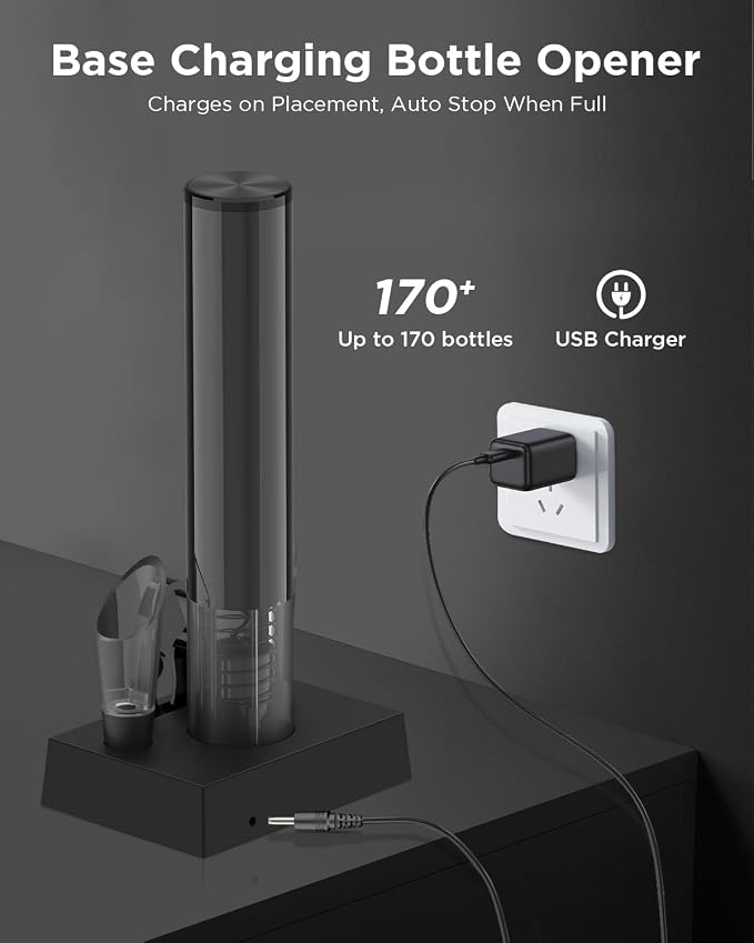 Newise Rechargeable Electric Wine Gift Set: Wine Opener, Aerator, Vacuum Stoppers & Foil Cutter - Luxury Wine Lovers Gifts for Women Men