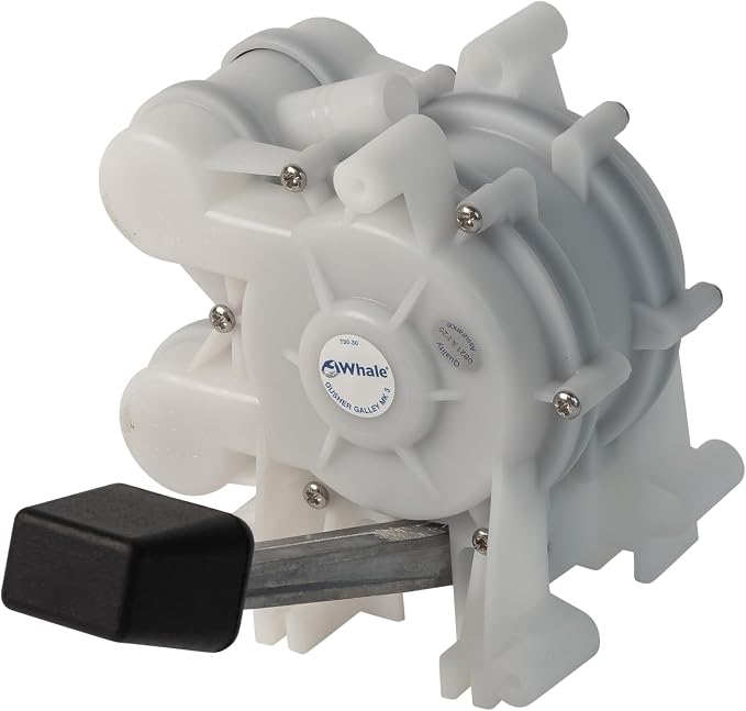 Whale Gusher Galley Mk3 Manual Freshwater Galley Pump, Foot Operated, Left Side Foot Lever, Up to 4 GPM GP0551 For Boats Up to 80 Feet, White, One Size