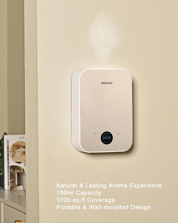 Waterless Oil Diffuser - Pure Essential Oil Diffuser with App Control - 150ml/1700 Sq.Ft. Coverage for Effective Aromatherapy in Home/Office/Hotel (White Gold)