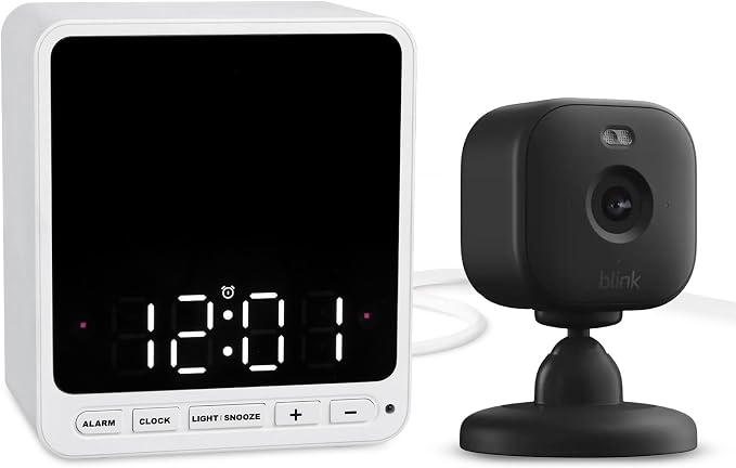 Wasserstein Alarm Clock Case for Blink Mini - Black Version - Discreet Cover for Low-Key Camera Placement - NOT Compatible with Blink Mini 2 (White Version) - Camera NOT Included