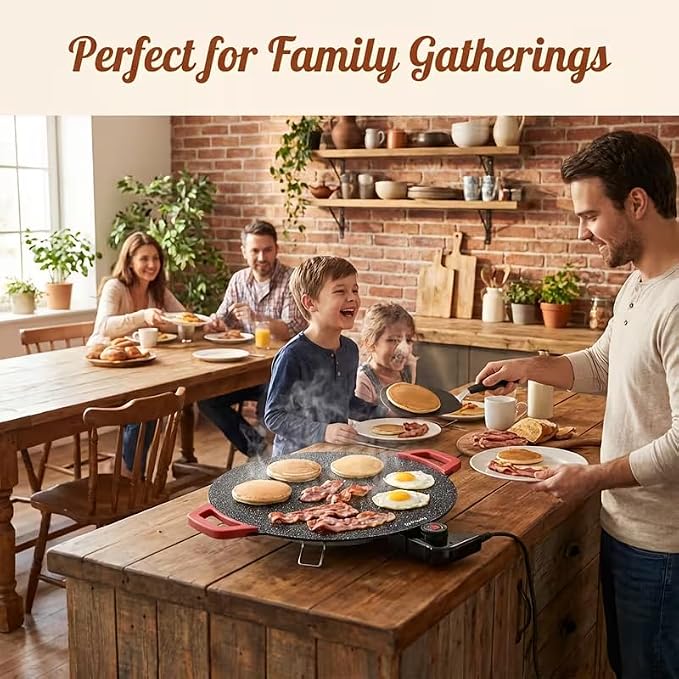 Indoor Grills Electric Smokeless Nonstick Electric Griddle for Indoor Use, Compact & Versatile Cooking for Steaks, Pancakes, and BBQ with 14-Inch Aluminum Cooking Surface