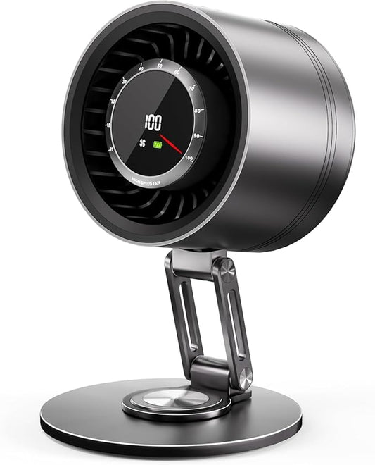 Titanium Alloy USB Desk Fan, Foldable 3D Airflow Desk Air Circulator, 23dB Quiet BLDC Motor,10 Speeds with LED Display for Home, Office & Outdoor