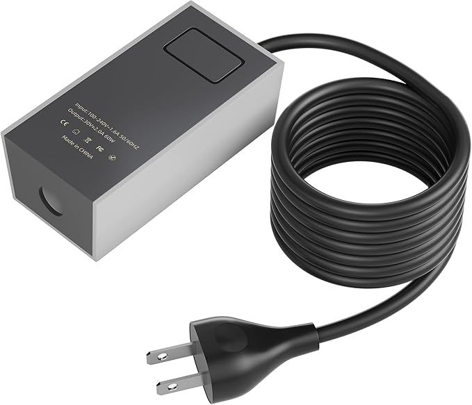 Starlink Mini AC Power Supply, Starlink Mini Extension Power Cable, Output 60W, Wall Charger Plug, Smaller Plug Footprint, 5.9FT
