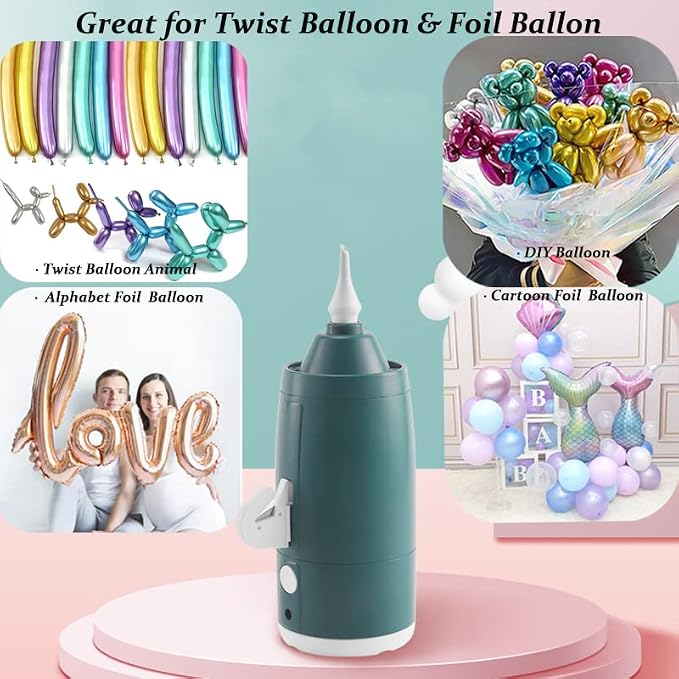 Electric Magic Balloon Pump, Electric Air Inflator Party Air Blower Pump with 1 Nozzle 1 Balloon Cutter and 10 Pcs Long Balloons,Great for Twisty Curly Balloon, Foil Balloons