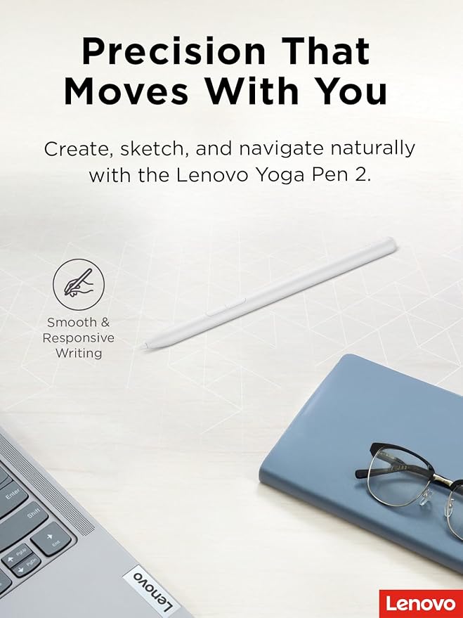 Lenovo Yoga Pen 2 with Magnetic Pen Case, AES 3.0 Stylus with 8192 Pressure Levels, USB C Rechargeable, Tilt Detection, Multi Protocol Support for Lenovo Yoga 2 in 1 PCs, Seashell