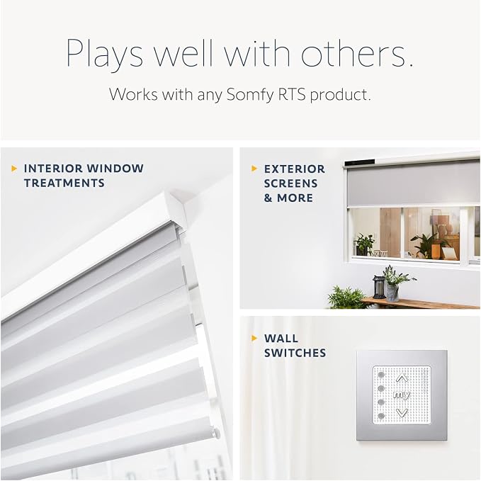 Somfy Remote Situo 1 Pure – 74300 RTS Single Channel Remote Control for 1 Motorized Shade or Group – RTS Only (Not Zigbee/Wi-Fi/Z-Wave) – Includes Wall Holder – Elegant White