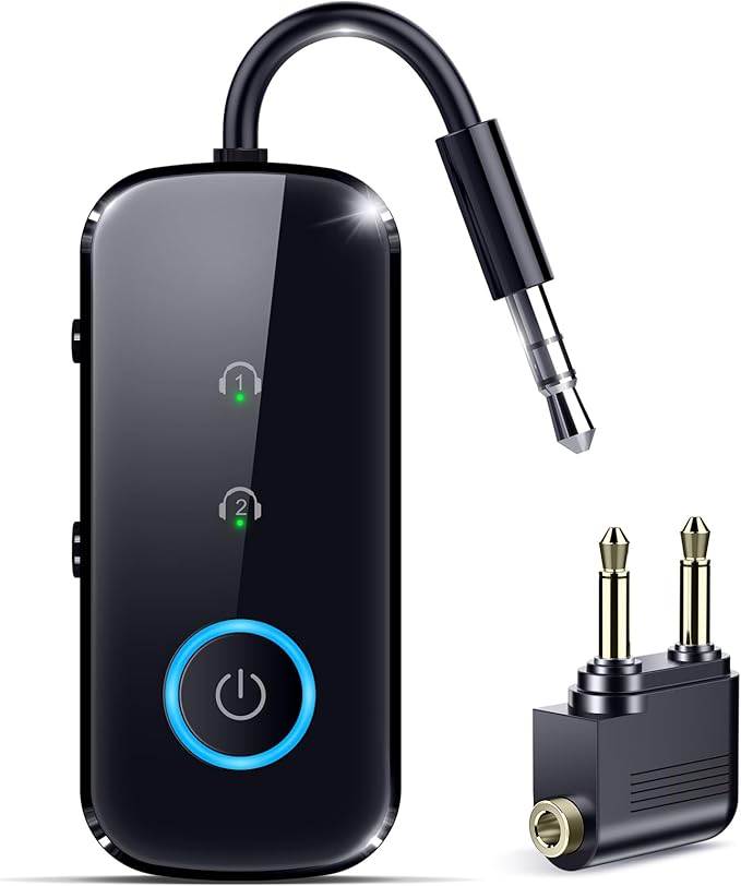 Premium Pro Bluetooth 5.4 Transmitter Receiver – Airplane Travel Essentials,aptX LL, 2-in-1 Wireless Adapter for TV/Flight/Gym, Works with 2 AirPods/Headphones, Bluetooth Receiver for Car/Home Stereo