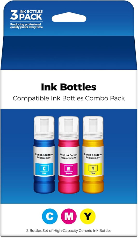 Comptible for EPT502 Ink Bottle Color ET-2760 ET-2850 ET-3760 ET-3850 Replacement for ET3850 ET-4850 2850 3850 2760 ET3760 ET-4850 ET-4760 ET 2850 ET 3850 Printer (Cyan/Magenta/Yellow)