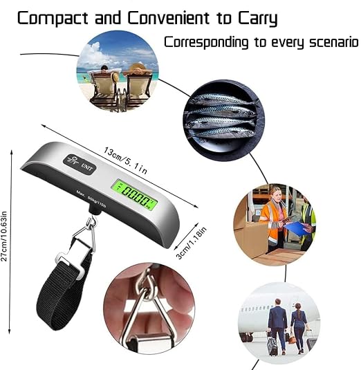 Portable Digital Luggage Scale - High Precision Handheld Suitcase Weight Scale with Hook, 110Lb/50Kg Capacity